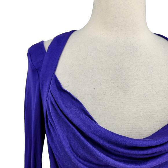 BCBGMaxAzria Cut Out Sleeve Drape Front Bubble Hem Mini Dress NWT Small - Picture 6 of 7